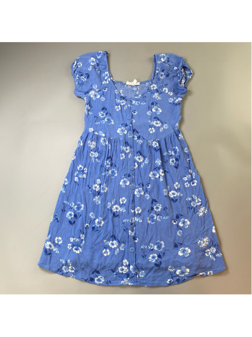 Sundress Blue Floral Medium Cottagecore Smocked Prairie Core Soft Girl Boho Cute